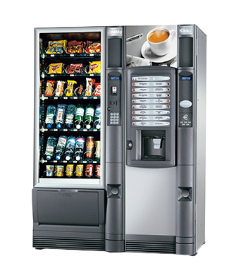 máquina de sandes, snaks e bebidas frias com máquina de café